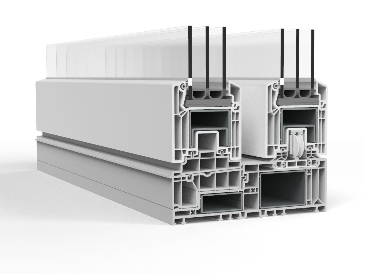 Копланарное раздвижное окно из ПВХ с тройным остеклением Veka VEKAMOTION 82 ARCH-00024433 - Вид №1