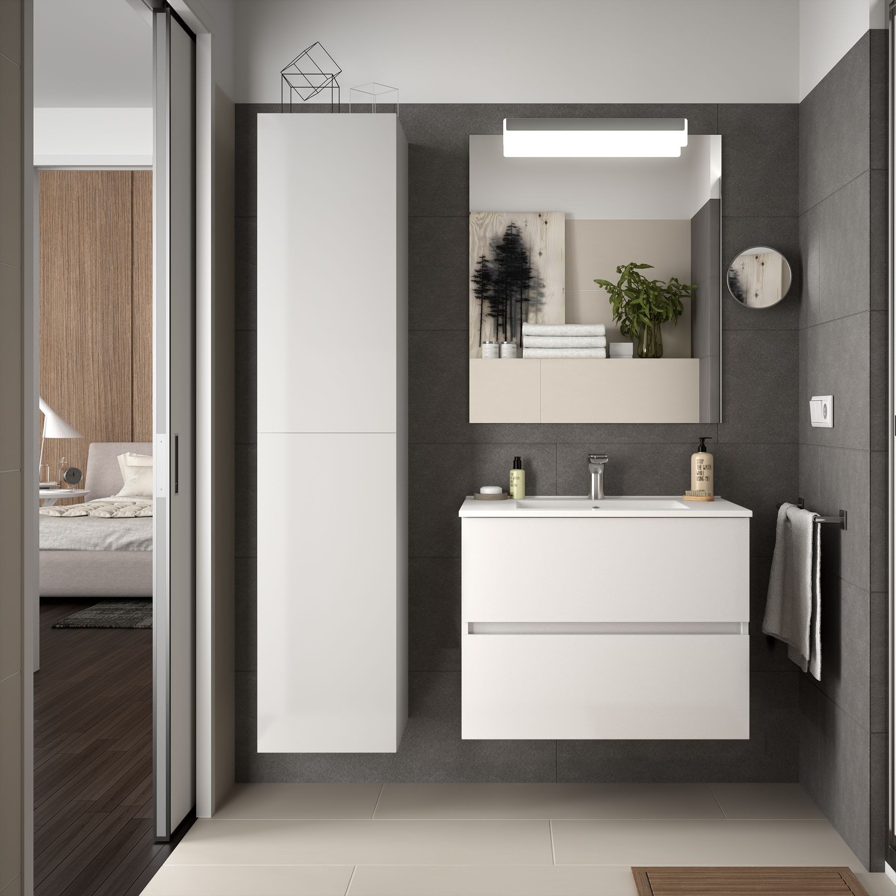 23317 SALGAR Мебель для умывальника FUSSION LINE 700 2 ящика GLOSS WHITE 697 x 540 x 450 мм Глянцевый белый