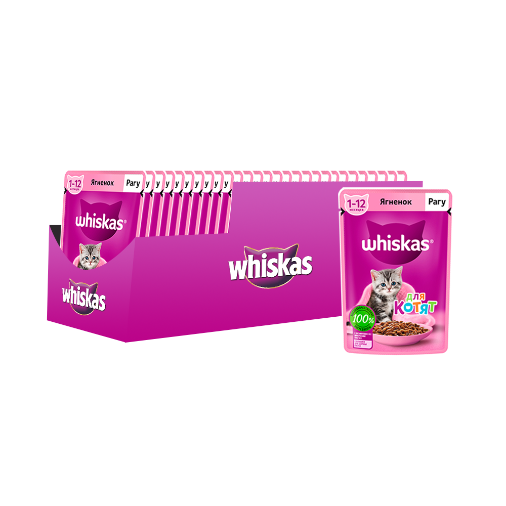 ПР0059386*28 Корм для котят ягненок рагу пауч 75г (упаковка - 28 шт) WHISKAS 