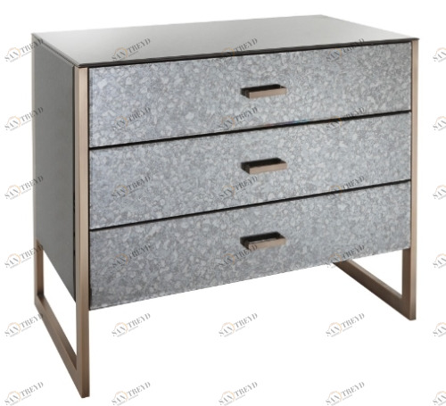 Комод с 3 ящиками зеркальный серый Antique Mirror 6108 Ernan 3 от RVAstley RVASTLEY ДИЗАЙНЕРСКИЕ, PUSHA 060923 Серый 