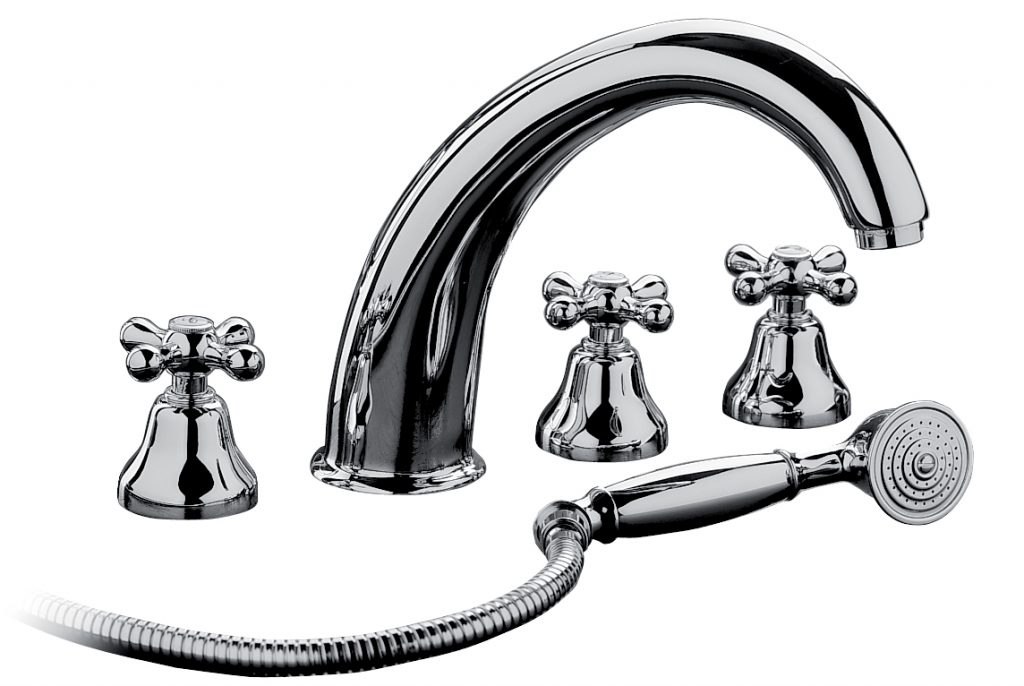 15531 / D Палубная ванна на пять отверстий и смеситель для душа с набором для душа. Bongio Axel 15531/D