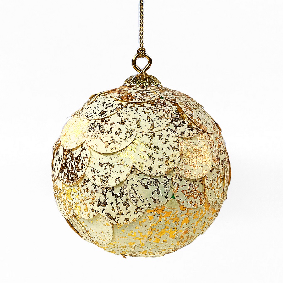 en_ny0069 Шар новогодний декоративный paper ball, золотистый мрамор EnjoyMe 