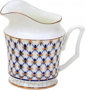10596497 Императорский фарфоровый завод Молочник ИФЗ Кобальтовая сетка, Юлия, фарфор Фарфор костяной