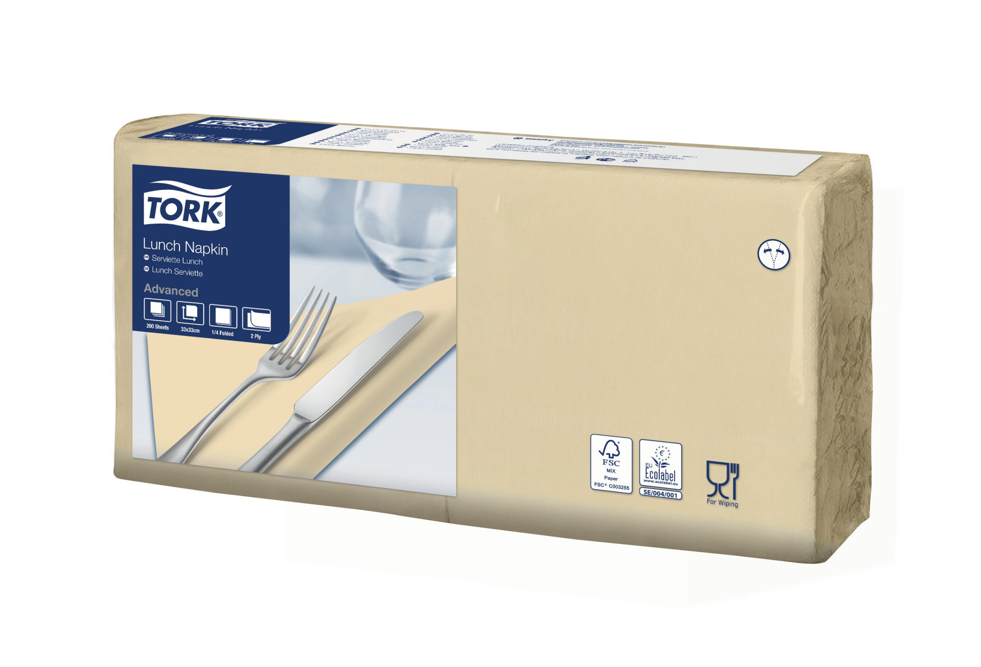 47720638 Песочная обеденная салфетка, сложение 1/4 Tork 