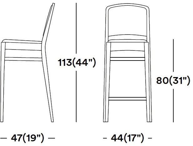 Tirolo Табурет из массива дерева со встроенной подушкой со спинкой Kyoto 047 sg, 046 sg - Вид №1
