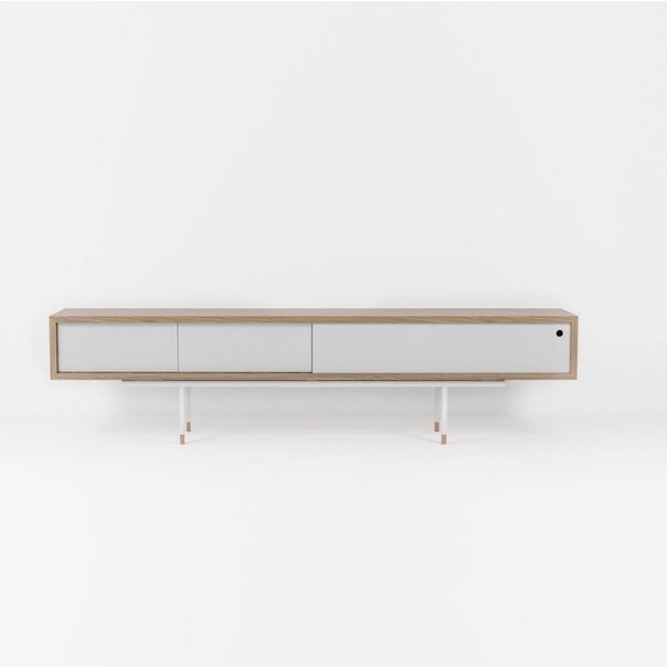 Тумба под телевизор длинная белая с ящиками Long new BRAGIN DESIGN  256521 Белый  - Вид №1