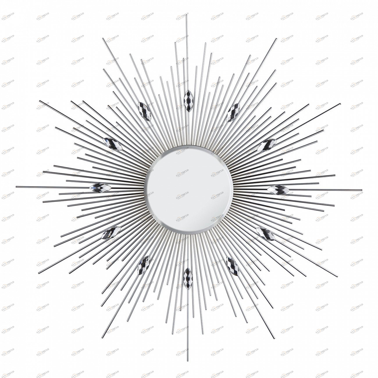 Зеркало-солнце металлическое с акриловыми стразами 49 см серебряное Tomas Stern TOMAS STERN ДИЗАЙНЕРСКИЕ 00-3872583 Серебро 