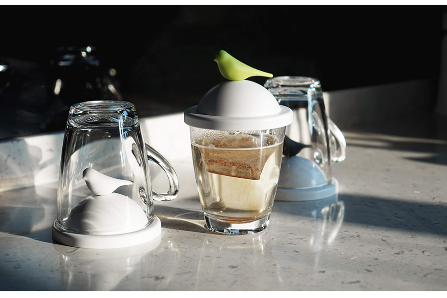 Чашка с крышкой Sparrow, белая с черным Qualy QL10300WHBK - Вид №2