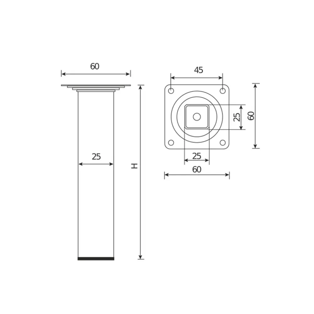 Ножка для мебели квадратная 300x25x25 мм сталь золото 89404203 STLM-2106277 Santreyd  - Вид №1