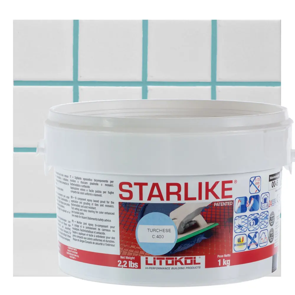 Затирка эпоксидная Litochrom Starlike C.400, 1 кг, цвет бирюзовый Litokol Без серии STLM-2183920