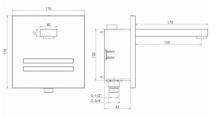 Настенный электронный кран для общественных туалетов Thermomat RUEL06E ARCH-00092408 - Вид №2