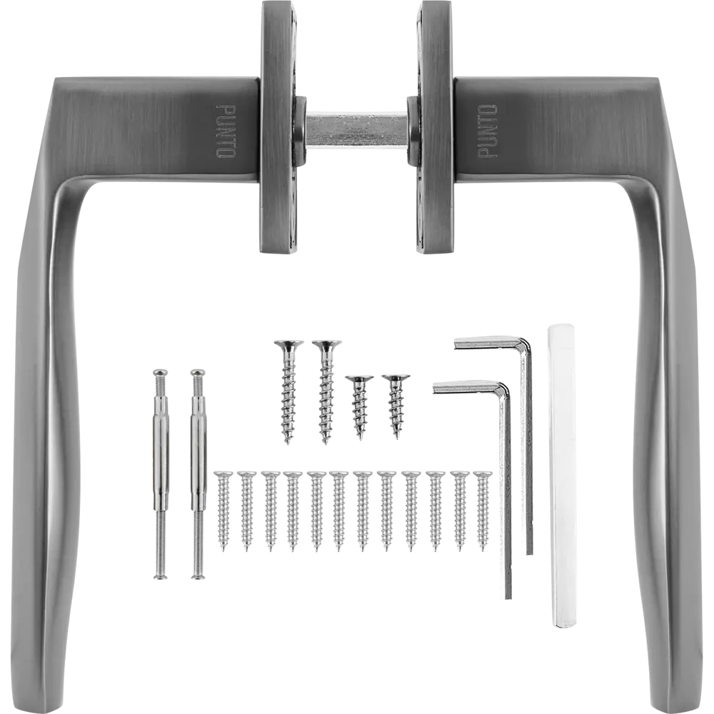 Дверные ручки Punto Cosmo с запиранием комплект цвет графит STLM-2171859 - Вид №1