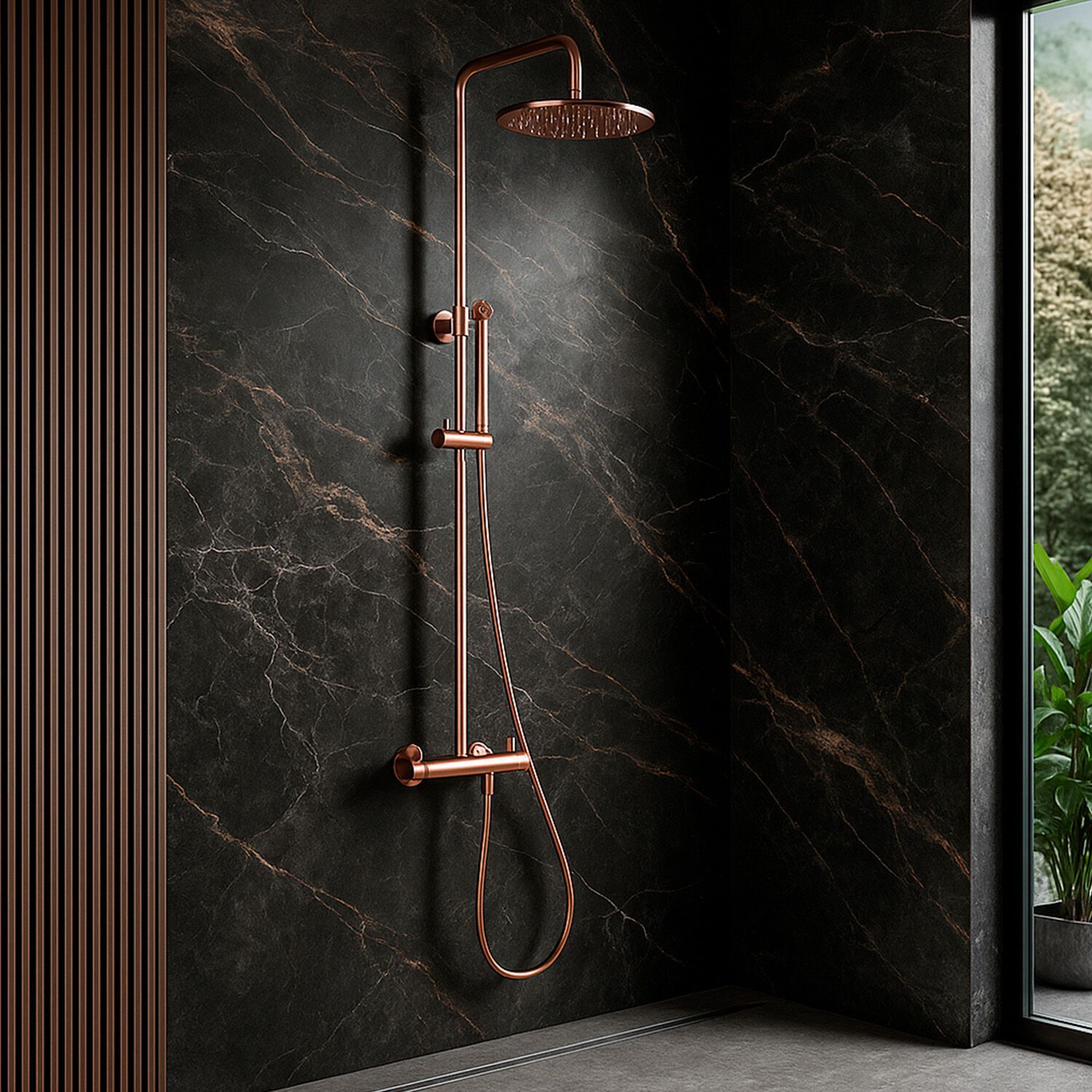 Настенная термостатическая душевая колонка из нержавеющей стали с ручным душем SINED LEVANTE ARCH-00007896 - Вид №1