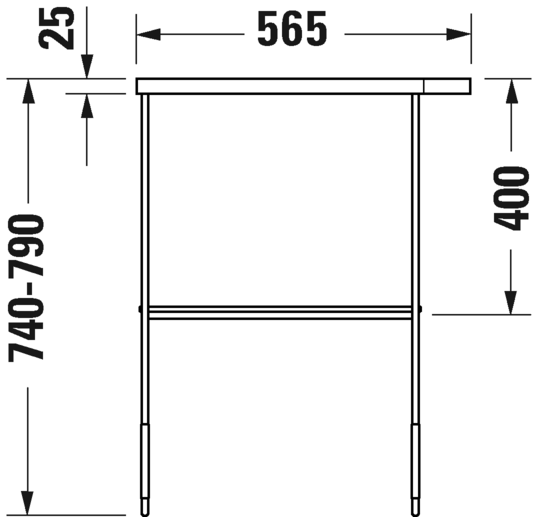 0031151000 Консоль металлическая напольная ** DuraSquare #003115 565 x 451 мм
Хром Хром Duravit - Вид №3