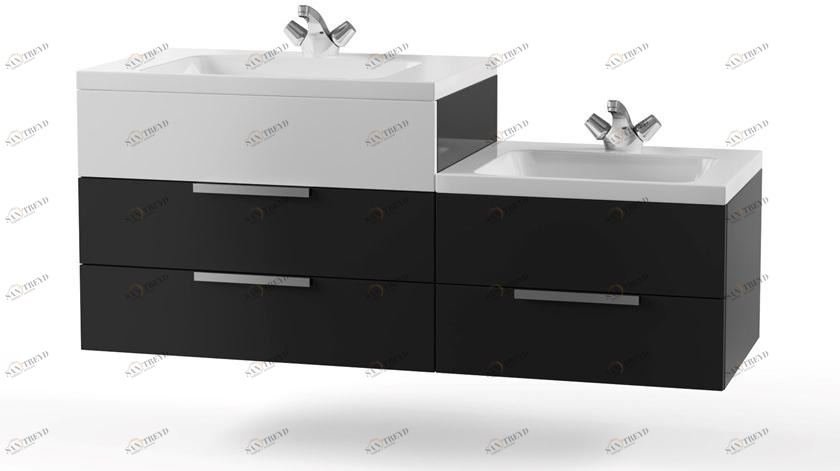 DWFI Двойная подвесная тумба под умывальник с ящиками  00002216 