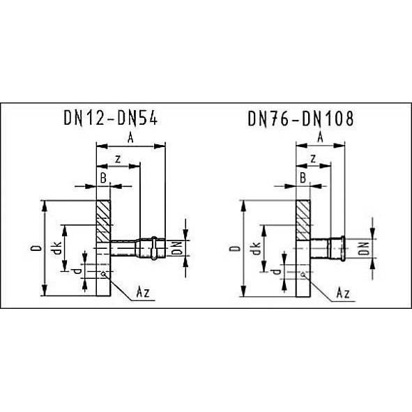 617VAPF42 SANHA 17-VA-PF пресс-фланец для газа, нержавеющая сталь DN 40 / 42 mm мм  - Вид №1