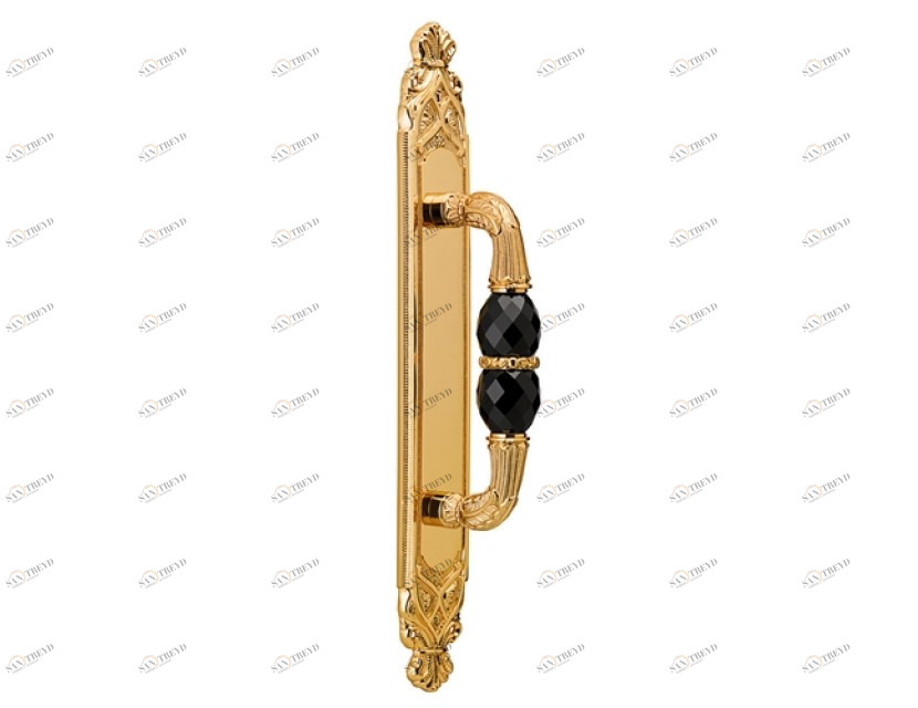 0M3405.SN0.30 Ручка дверная на тарелке с черными кристаллами swarovski Античная латунь Mestre 