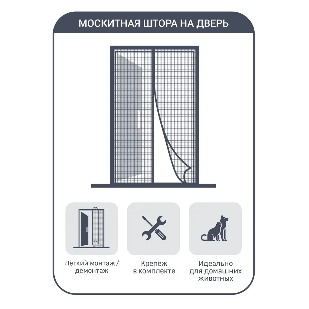 Москитная сетка на дверь Artens 100x220 см. цвет серый 18423087 STLM-2144725  - Вид №2