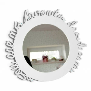 Зеркало белое круглое в раме с надписью Daydream BONESSI НАСТЕННОЕ ЗЕРКАЛО 049451 Белый