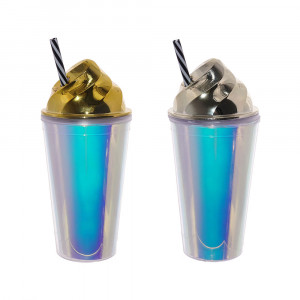 266553 Стакан с крышкой и трубочкой 500 мл пластик РЕМЕКО