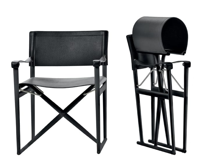 Кожаный складной стул с подлокотниками B&B Italia закрытый мирт ARCH-00087244