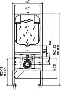 GR5004.01 Инсталляция для подвесного унитаза к полу Creavit  - Вид №1