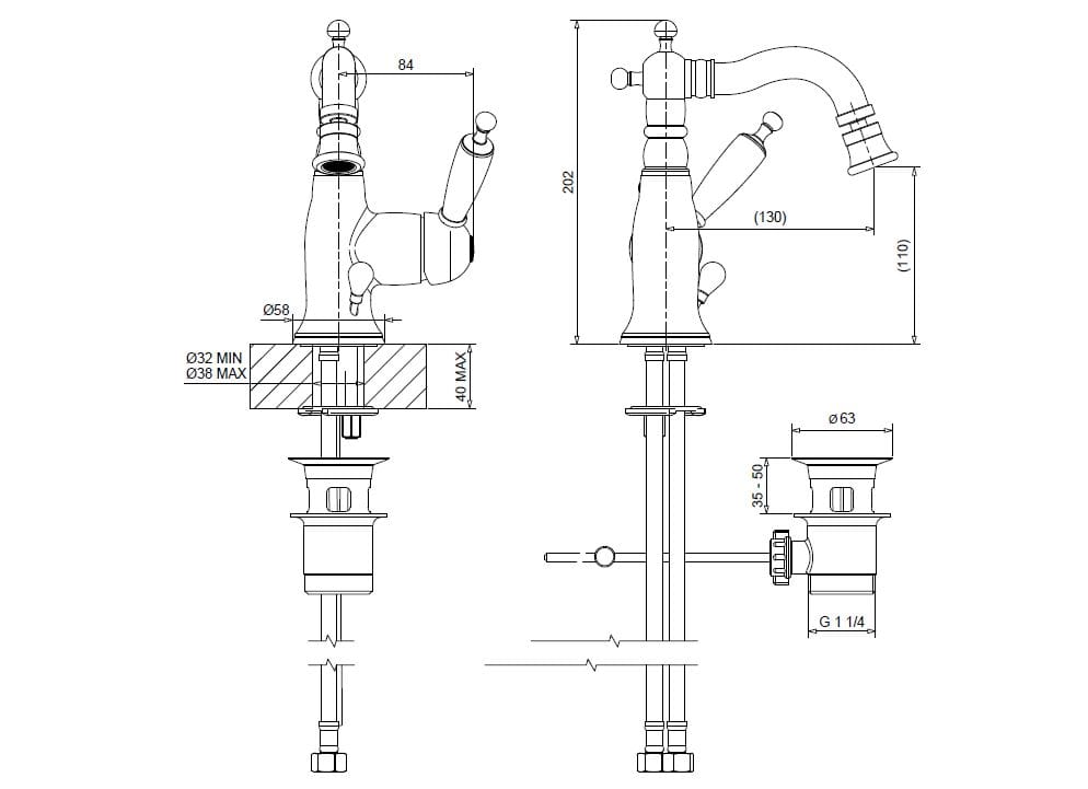 Однорычажный смеситель для биде с автоматическим сливом Gaia Mobili Complements ARCH-00075639 - Вид №1
