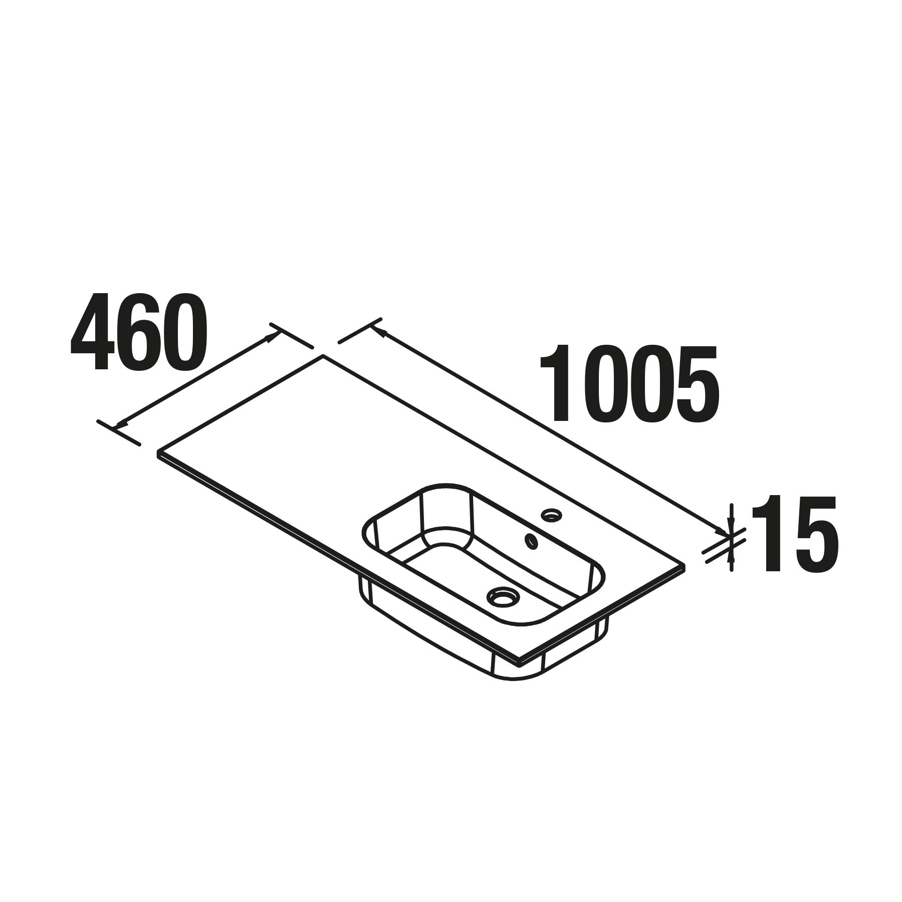 18689 SALGAR Раковина SOFIA 1005 Тумба слева MINERALMARMO 1005 x 15 x 460 мм - Вид №1