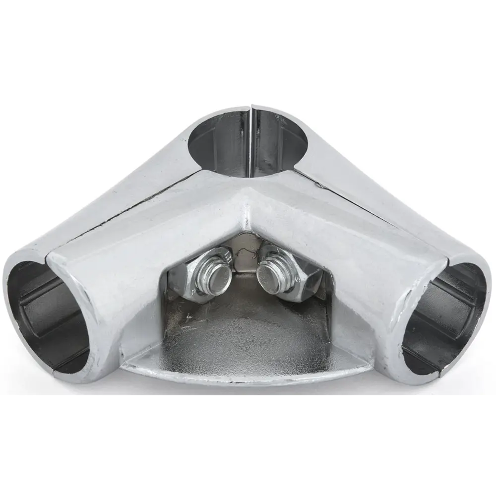 Соединитель 3-х труб угловой с площадкой для полки, цвет хром PALLADIUM STLM-2147601