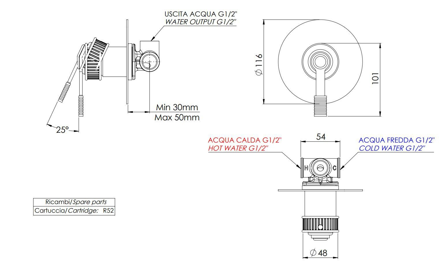 Однорычажный смеситель для ванны с пластиной Remer Rubinetterie ателье ARCH-00018089 - Вид №1