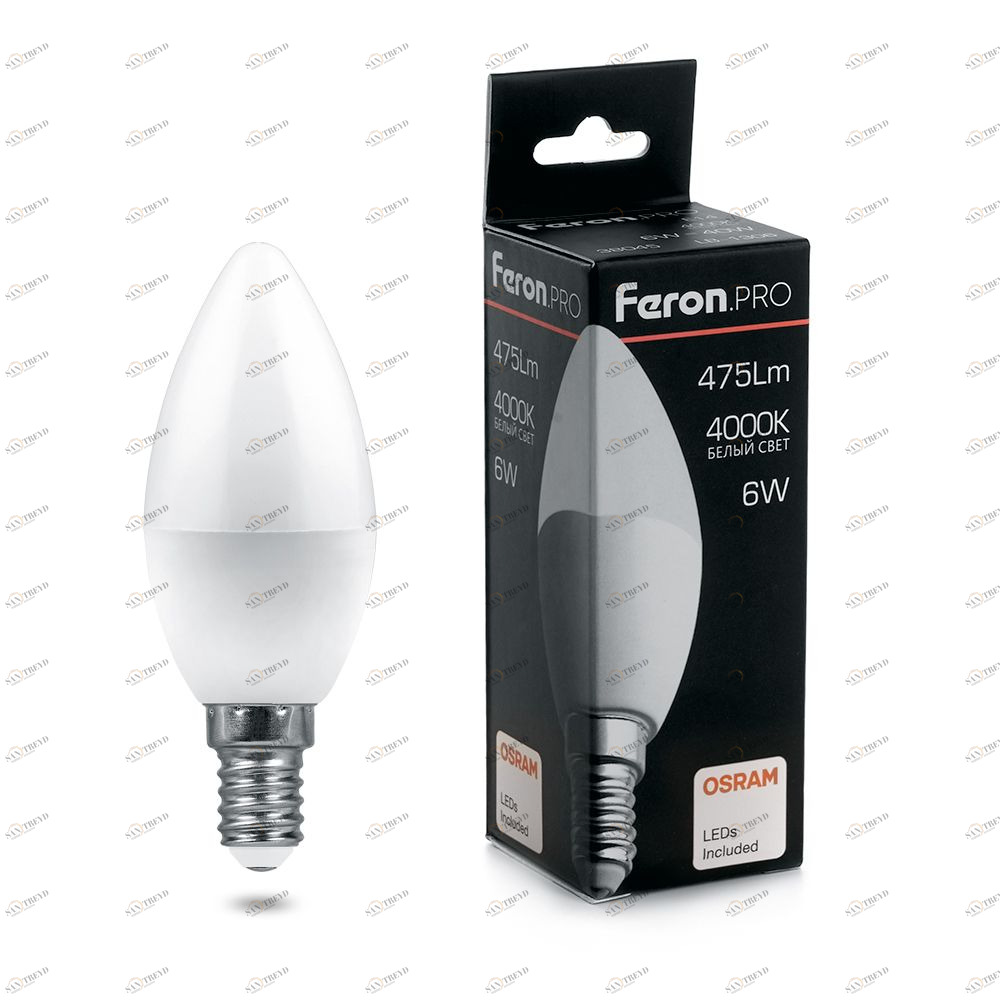 Лампа светодиодная Feron.PRO "Свеча" E14 7.5W 2700K OSRAM LED LB-1307 38053 FERON  00-3956729 Матовый 