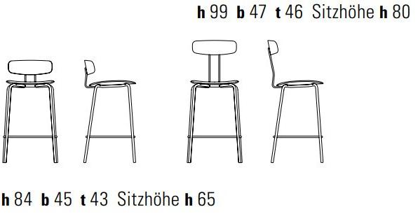 ZEITRAUM Барный стул из стали и дерева со спинкой и подставкой для ног Okito sun-id-1481468 - Вид №6