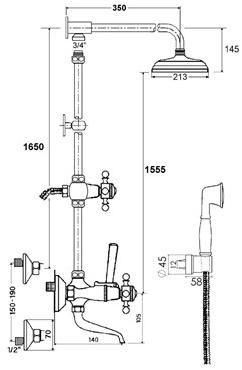 rvb Настенная душевая стойка из латуни с душевой лейкой 1920-1921 1921.--.75 - Вид №1