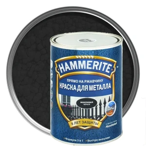 Краска молотковая Hammerite цвет чёрный 5 л