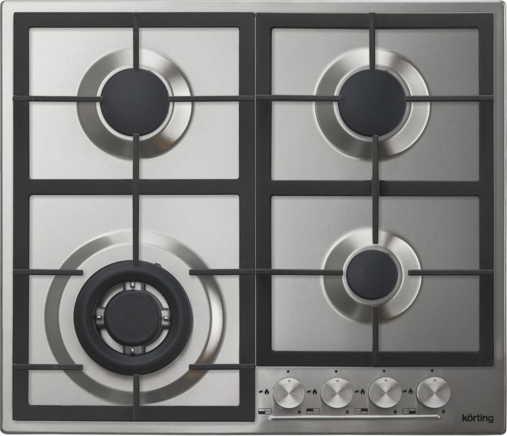 HG 665 CTX Встраиваемые газовые панели / газ, crystal, 60x51 см, газовая, независимая, электроподжиг, газ-контроль, чугунные решетки, в комплекте - подставка wok и адаптер для кофейника, нержавеющая сталь Korting Santreyd 