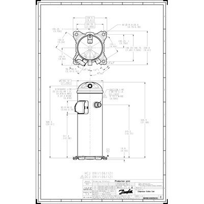 Danfoss DCJ — Герметичные спиральные компрессоры, R401A DCJ106T4LC8 Компрессор спиральный 121L5036 