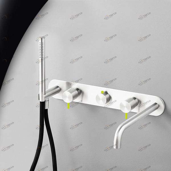 Смеситель для ванны глянцевая сталь с зеленой ручкой Toki Radomonte TKI52LCIL23