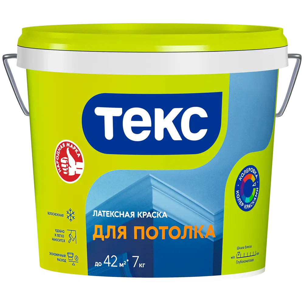 Краска для потолка Текс белая база А 7 л 89344677 STLM-2003400 