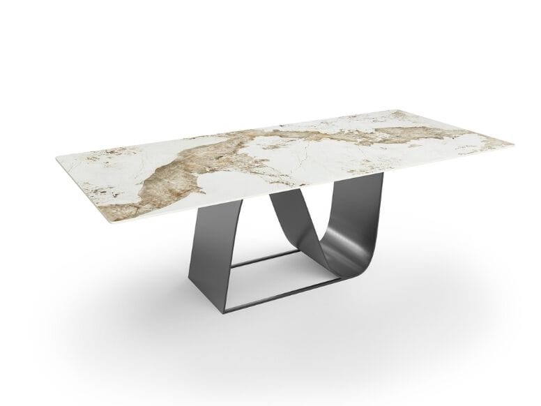 Прямоугольный стол из спеченного камня и стальное основание GIULIA GRILLO BORDEAUX ARCH-00104374