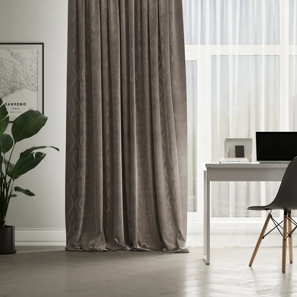 Штора на ленте Inspire Aule 140x280 см цвет серо-коричневый STLM-2102236