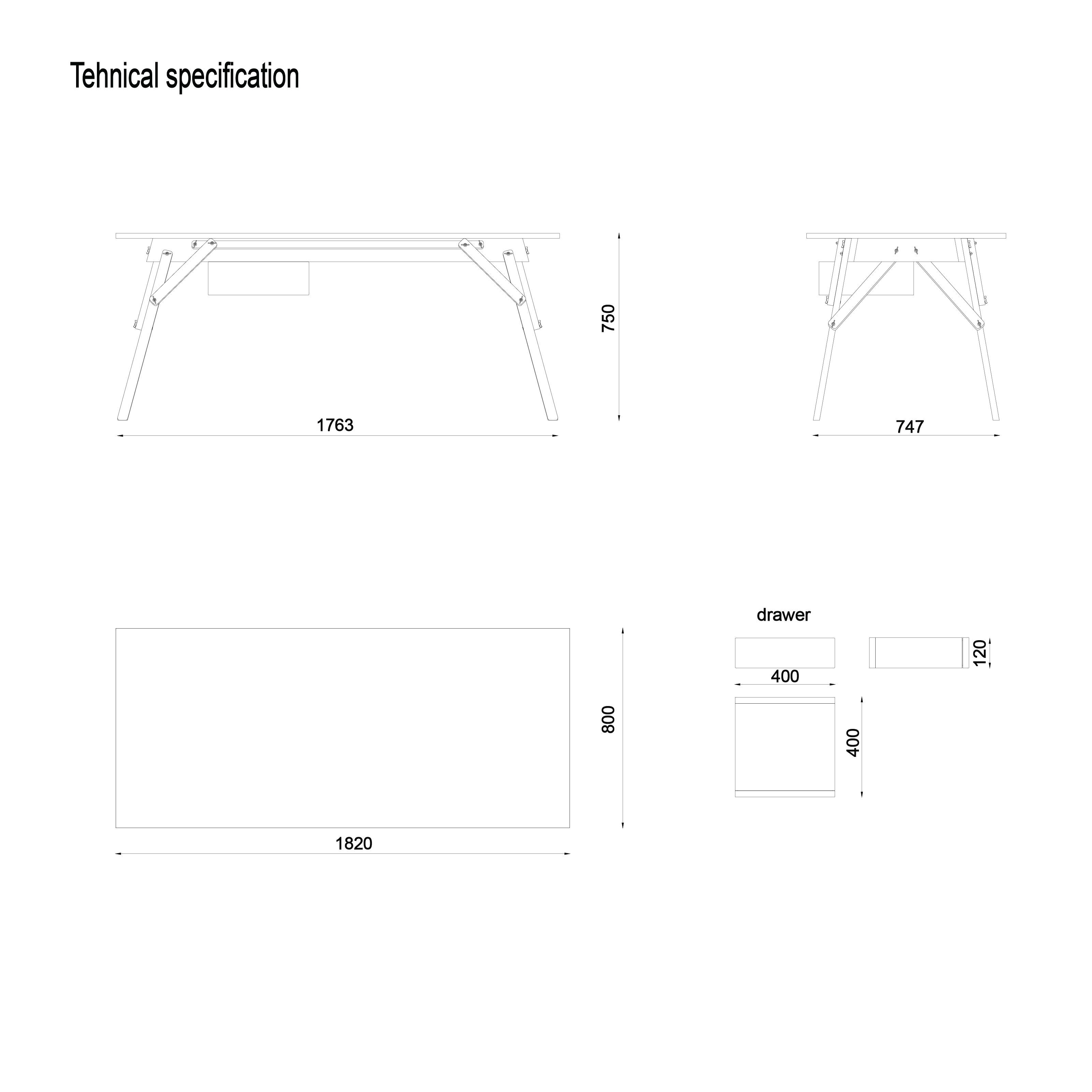 Дубовый стол с ящиками Askia ателье ARCH-00109546 - Вид №8