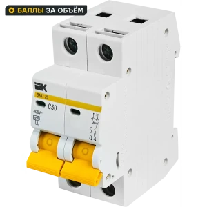 Выключатель автоматический IEK ВA47-29 2 полюса 50 A 12460012 STLM-2208776