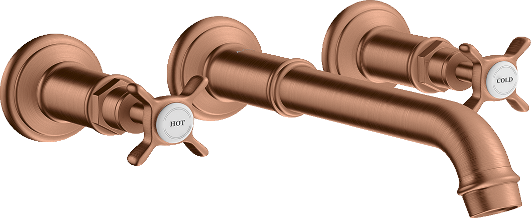 16532310 Смеситель для раковины на 3 отверстия, скрытого монтажа, настенный, с изливом 165 - 225 мм и поперечными ручками AXOR MONTREUX