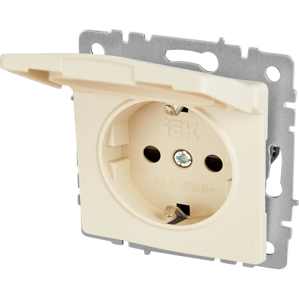 Розетка IEK Brite влагозащищенная с крышкой и шторками, бежевая 87761503 STLM-1115006 - Вид №6