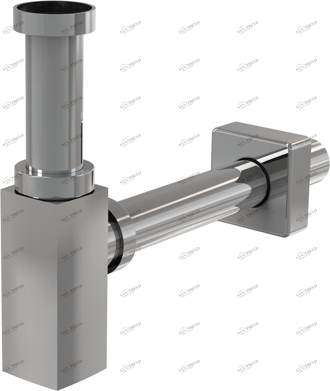 Сифон для умывальника DN32 DESIGN цельнометаллический, квадратный ALCAPLAST A401