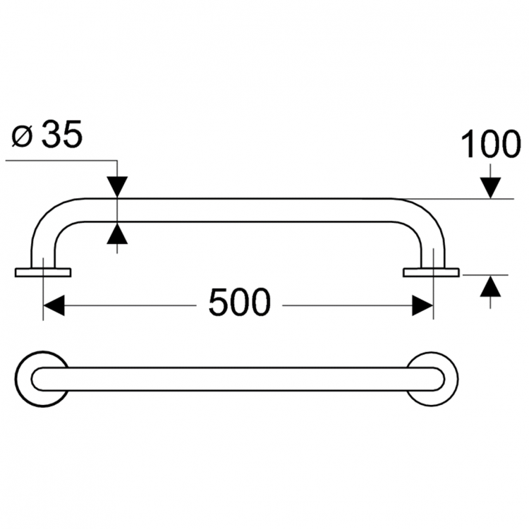 S6453AC Поручень опорный прямой 50 см Ideal Standard CONTOUR - Вид №1