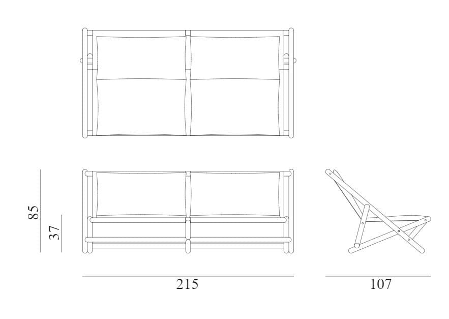 Садовый диван из красного дерева и ткани Exteta окрестности ARCH-00106001 - Вид №5