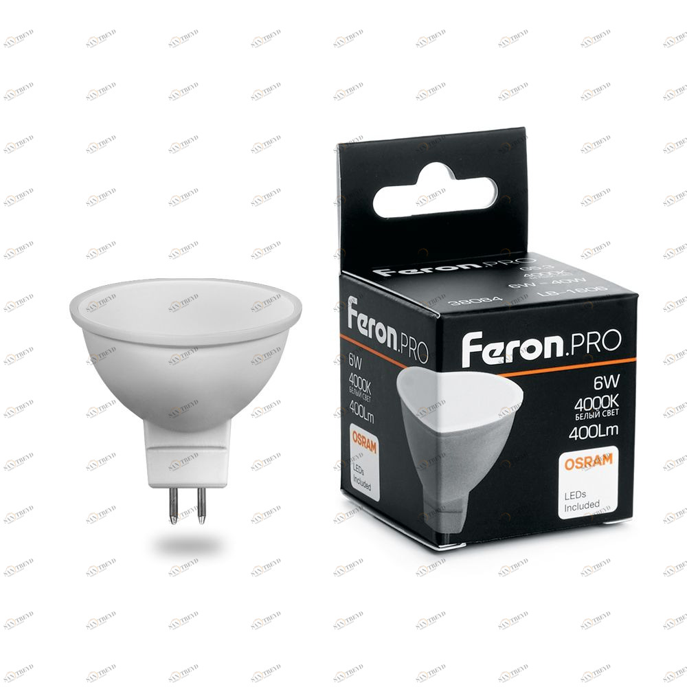 Лампа светодиодная Feron.PRO MR16 G5.3 6W 4000K OSRAM LED LB-1606 38084 FERON  00-3956760 Матовый 