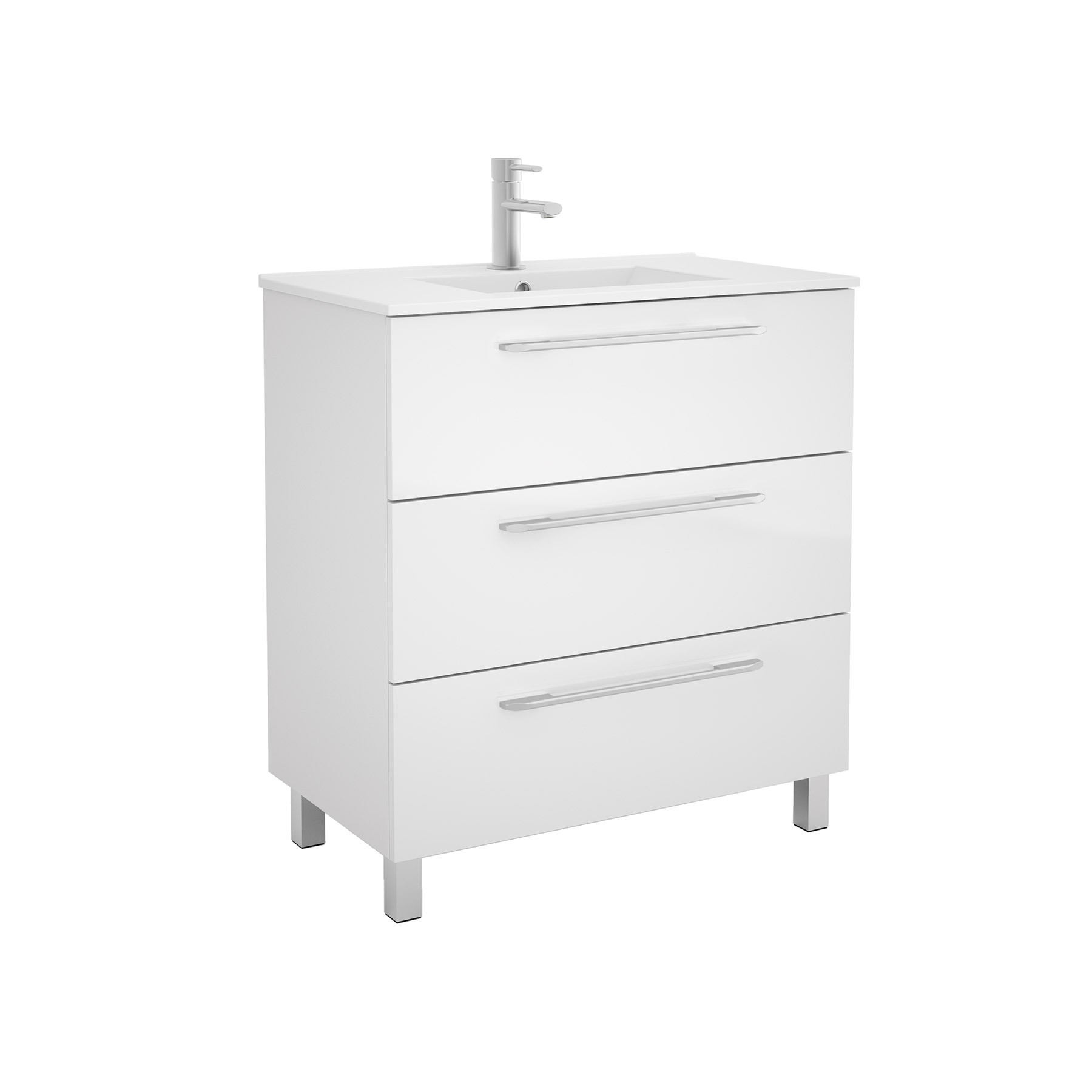 23246 SALGAR Мебель для умывальника FUSSION CHROME 800 3 ящика GLOSS WHITE 797 x 868 x 450 мм Глянцевый белый - Вид №1