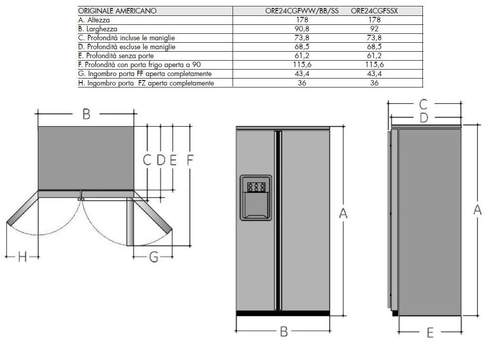 mabe Американский холодильник no Frost из нержавеющей стали с дозатором льда класса a + Side by side | prof. 61cm sun-id-1385678 - Вид №3